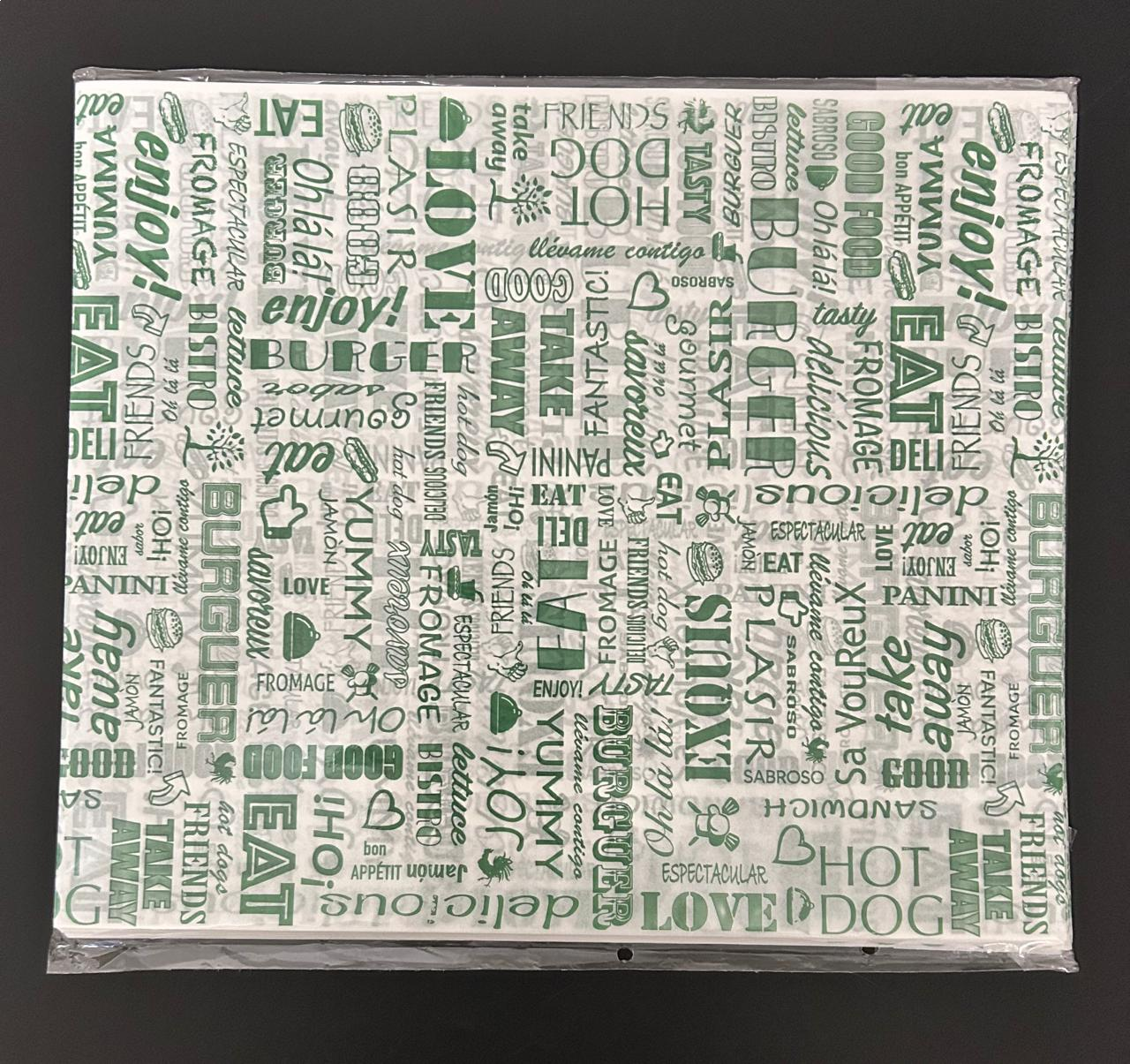 Papel Sandwich 28x33 Verde X 100