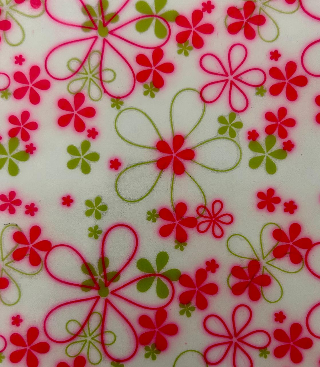 Transfer Diseno Flores Verde Fucsia
